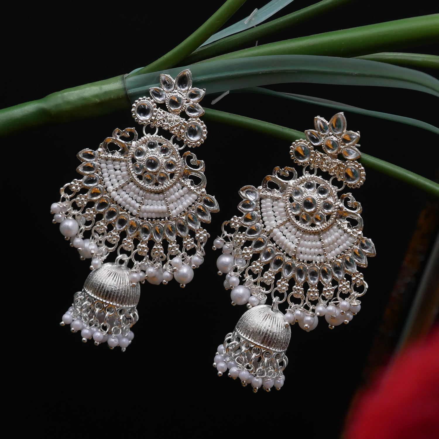 Casual Earrings for Girls: White Pearl Jhumka Earrings.