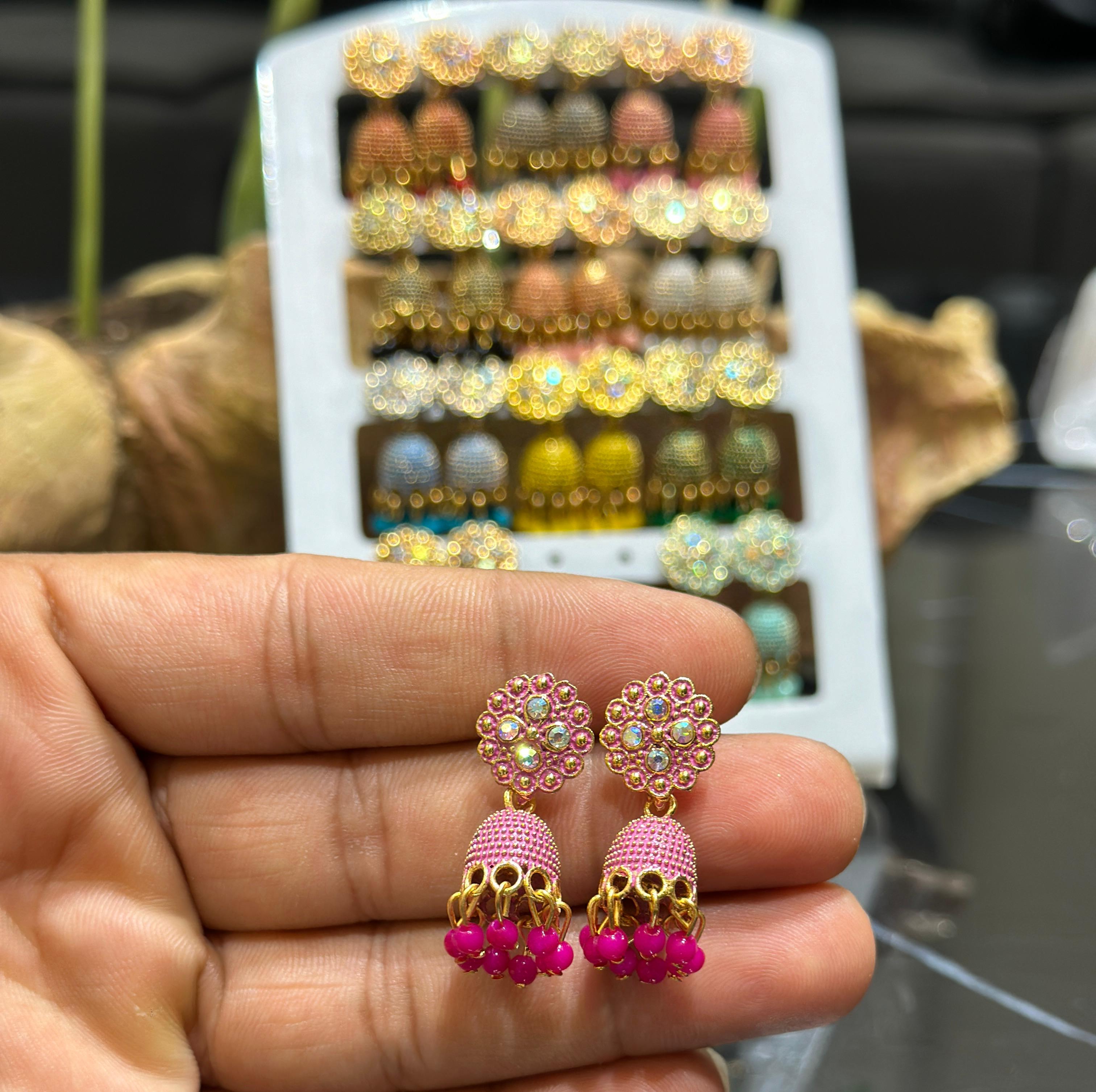 Combo of 12 Pair Diamomd Jhumki Earrings for Women.