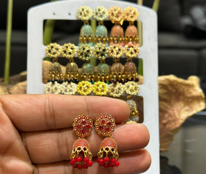 Combo of 12 Pair Diamomd Jhumki Earrings for Women.