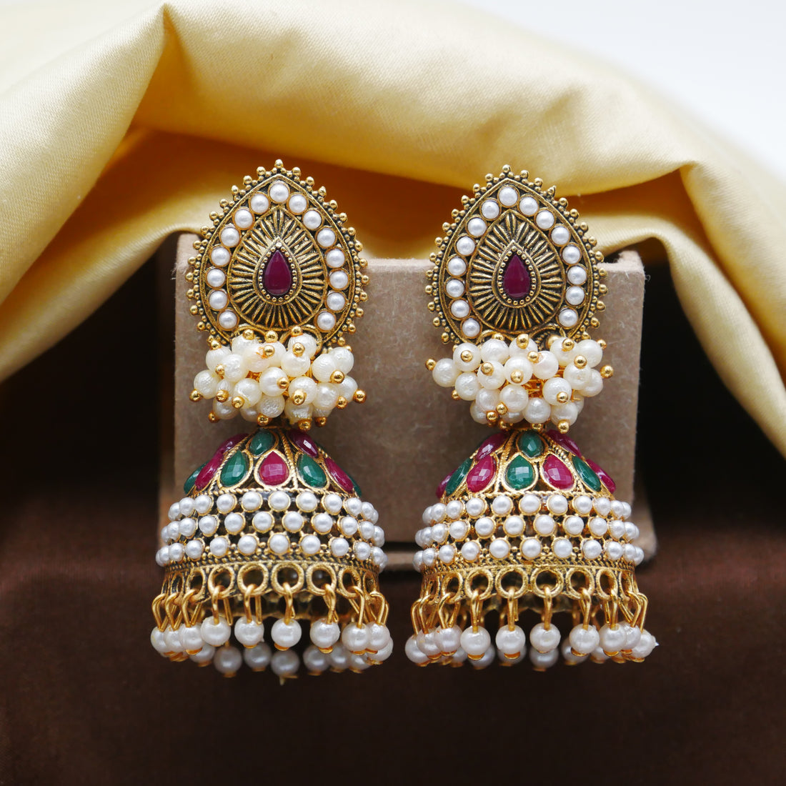 Casual Earrings for Girls: White Pearl Jhumka Earrings