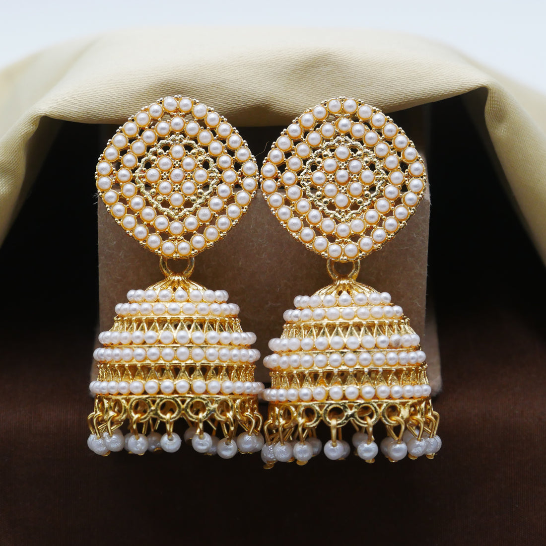 Casual Earrings for Girls: White Pearl Jhumka Earrings.